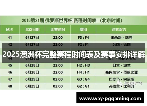 2025澳洲杯完整赛程时间表及赛事安排详解